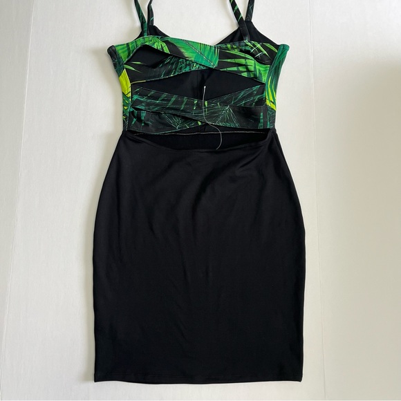 Fabletics Malindi Dress Small Bodycon Botancial Tropical Strappy Back Green - Picture 3 of 5